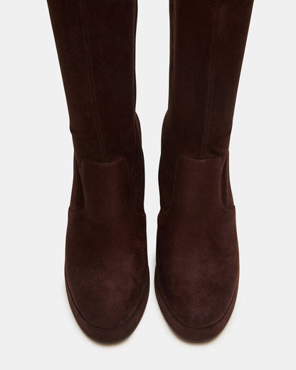 Steve Madden TWAIN Brown Wide Calf Knee-High Block Heel Women's Boot