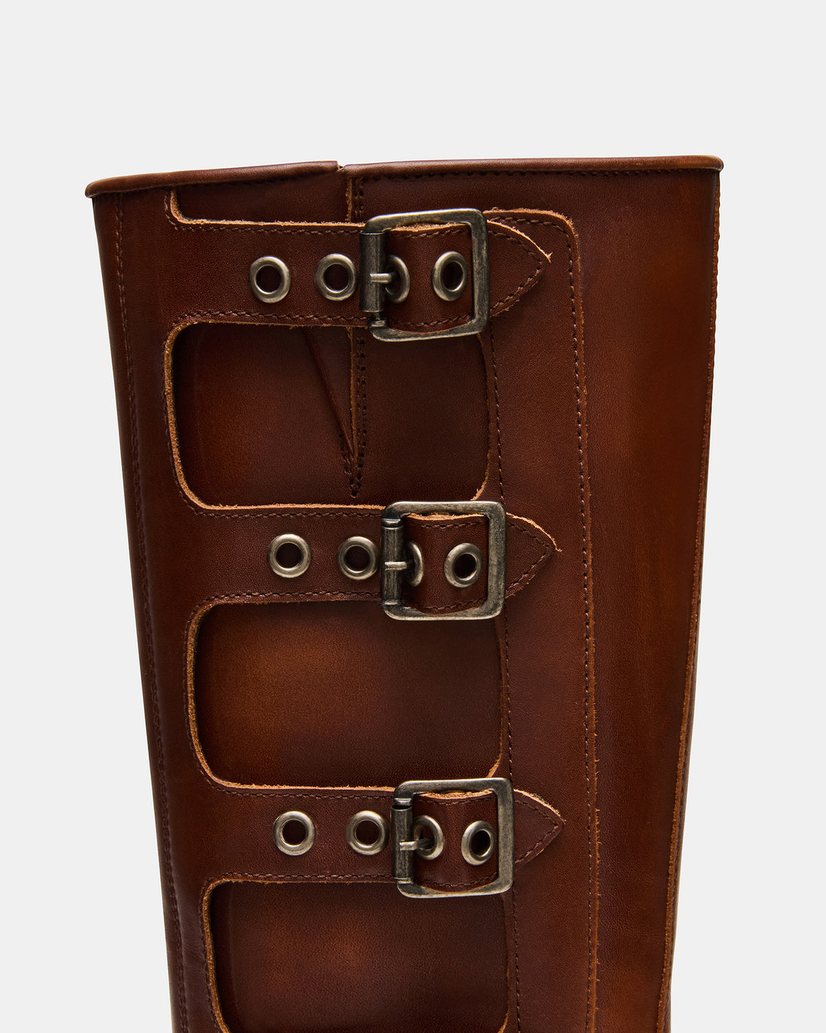 Steve Madden ROCKY Cognac Distressed Knee-High Moto Women's Boot