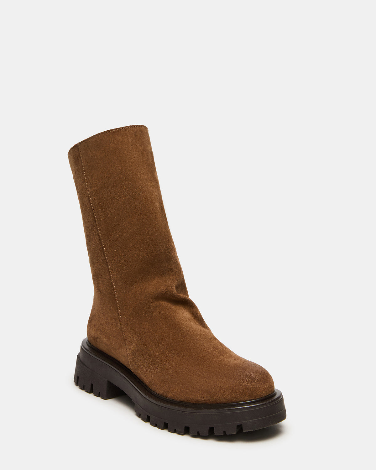 Steve Madden LAMI Dark Taupe Suede Lug Sole Women's Ankle Boot