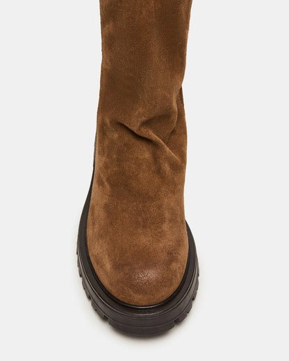 Steve Madden LAMI Dark Taupe Suede Lug Sole Women's Ankle Boot