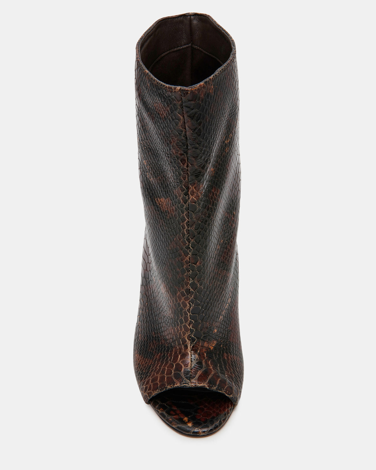 Steve Madden RYLIX Brown Snake Wedge Peep-Toe Women's Ankle Boot