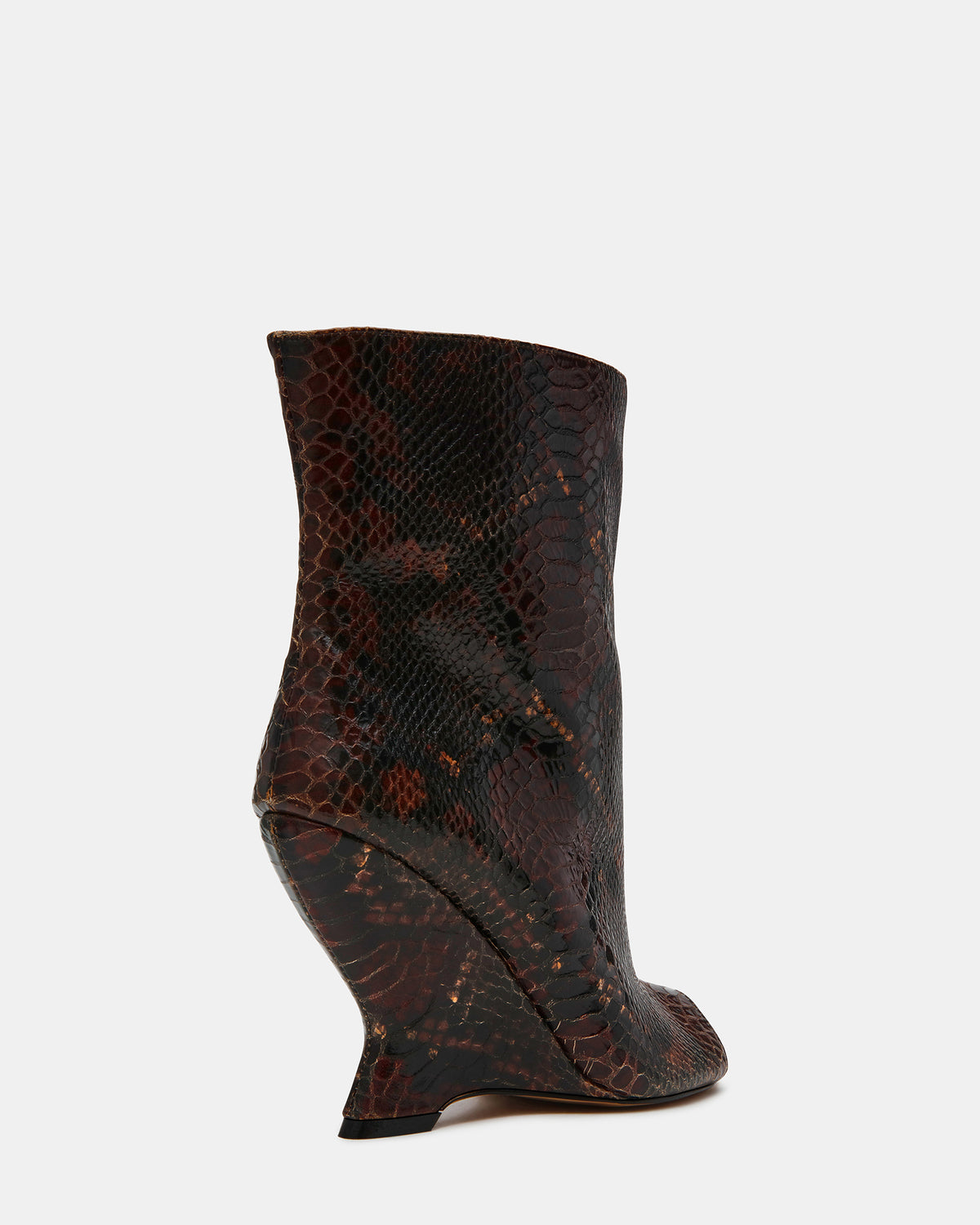 Steve Madden RYLIX Brown Snake Wedge Peep-Toe Women's Ankle Boot