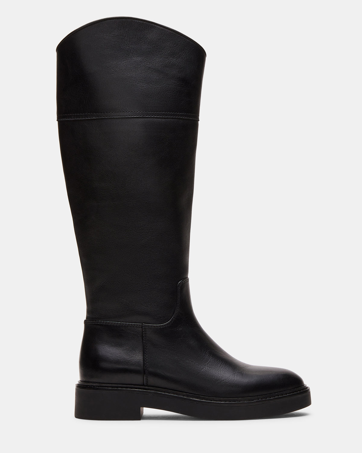 Steve Madden RADKE Black Leather Knee-High Rounded Toe Riding Women's Boot