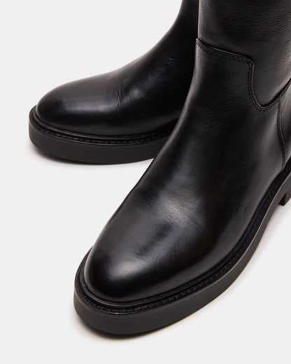 Steve Madden RADKE Black Leather Knee-High Rounded Toe Riding Women's Boot