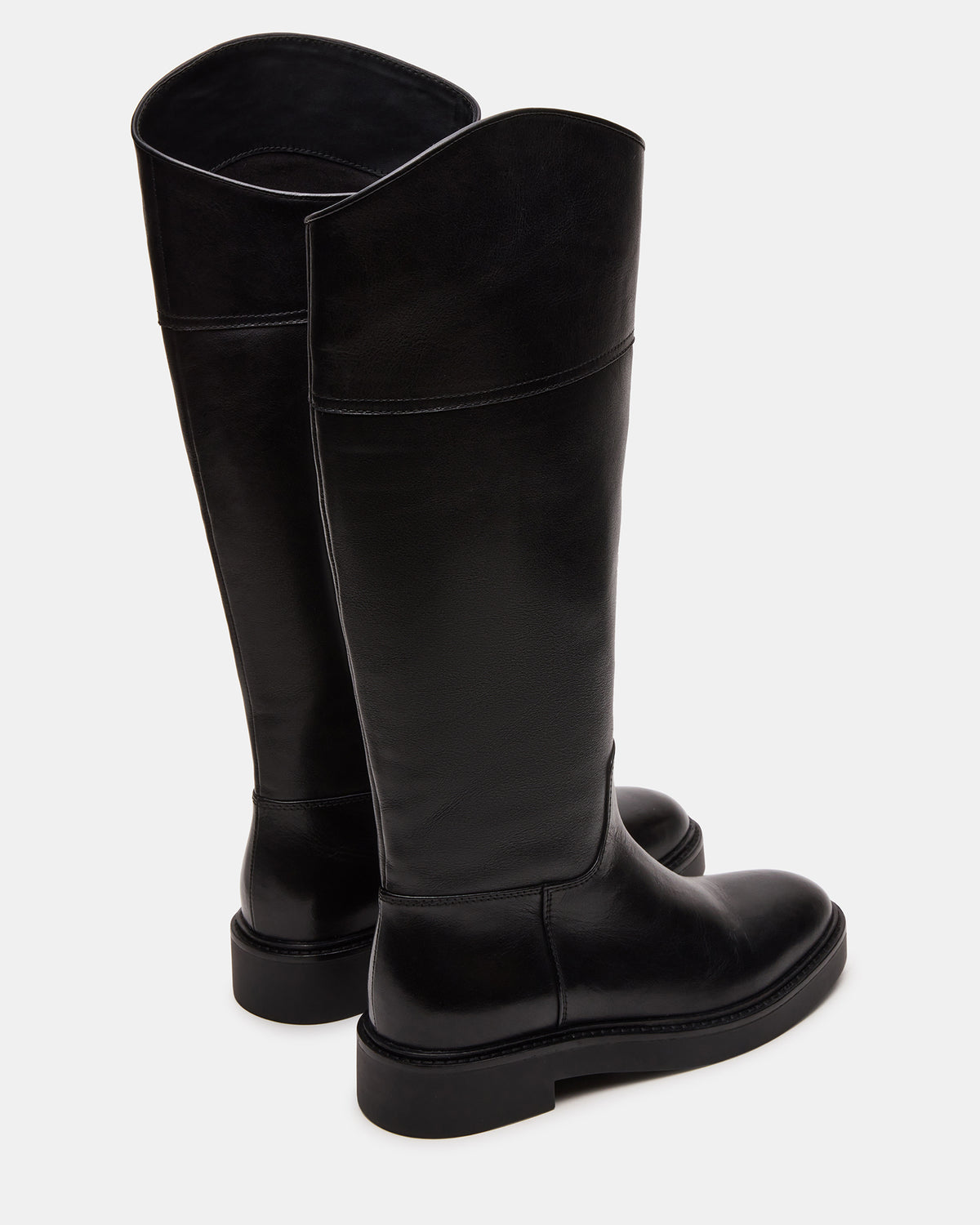 Steve Madden RADKE Black Leather Knee-High Rounded Toe Riding Women's Boot