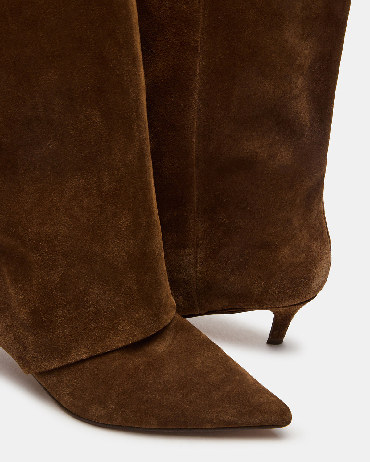 Steve Madden LUCA Chestnut Suede Pointed-Toe Cuffed Kitten Heel Women's Boot
