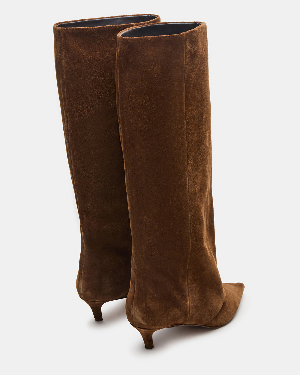 Steve Madden LUCA Chestnut Suede Pointed-Toe Cuffed Kitten Heel Women's Boot