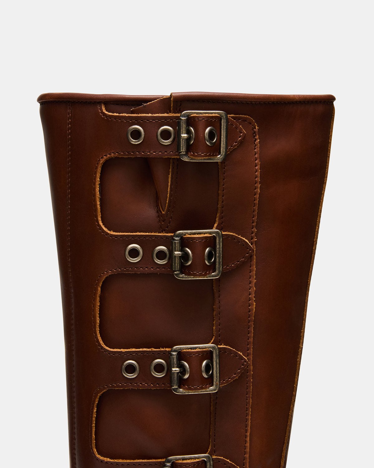 Steve Madden ROCKY Cognac Distressed Wide Calf Knee-High Moto Women's Boot