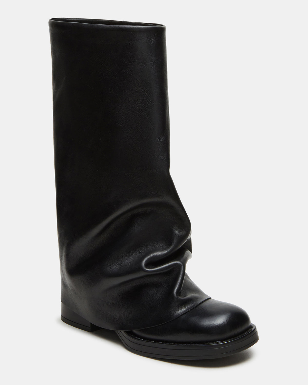 Steve Madden BENTON Black Leather Women's Cuffed Moto Boot