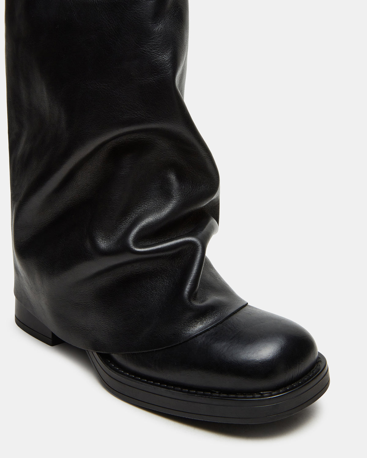 Steve Madden BENTON Black Leather Women's Cuffed Moto Boot