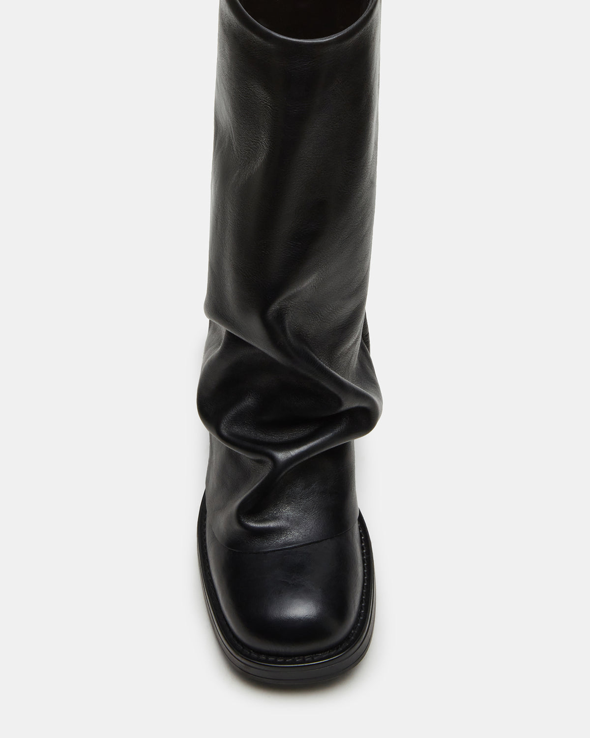 Steve Madden BENTON Black Leather Women's Cuffed Moto Boot