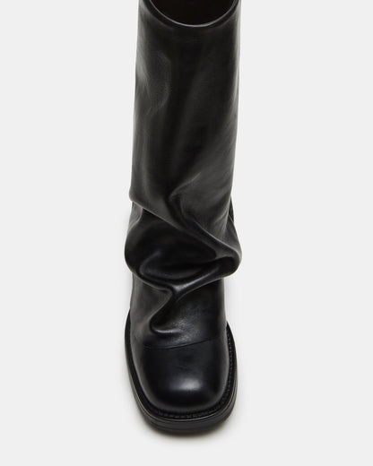 Steve Madden BENTON Black Leather Women's Cuffed Moto Boot