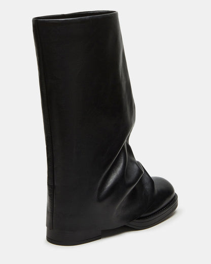 Steve Madden BENTON Black Leather Women's Cuffed Moto Boot