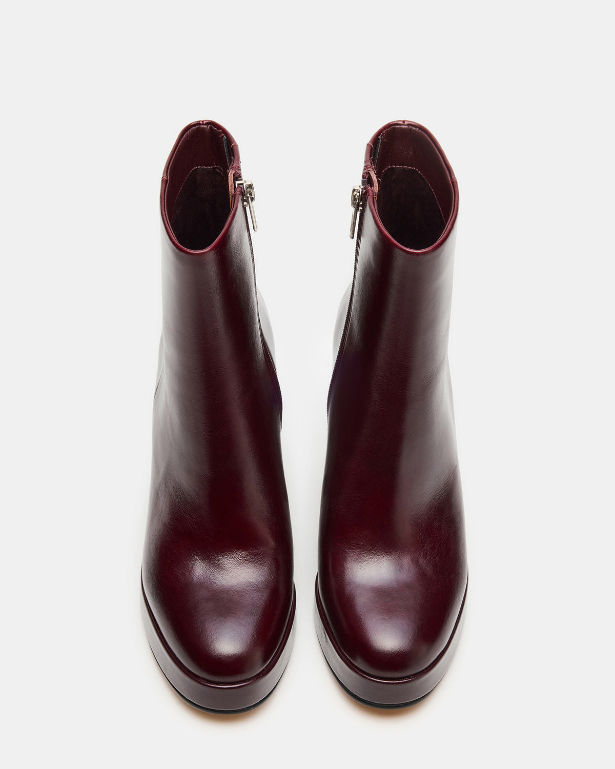 Steve Madden TYRA Burgundy Leather Platform Block Heel Women's Ankle Boot