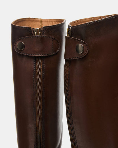 Steve Madden BEREN Brown Leather Knee-High Women's Riding Boot