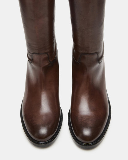 Steve Madden BEREN Brown Leather Knee-High Women's Riding Boot
