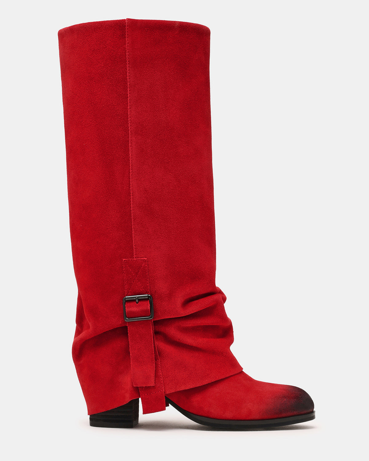 Steve Madden BOZEMAN Red Suede Knee-High Fold-Over Cuffed Women's Boot