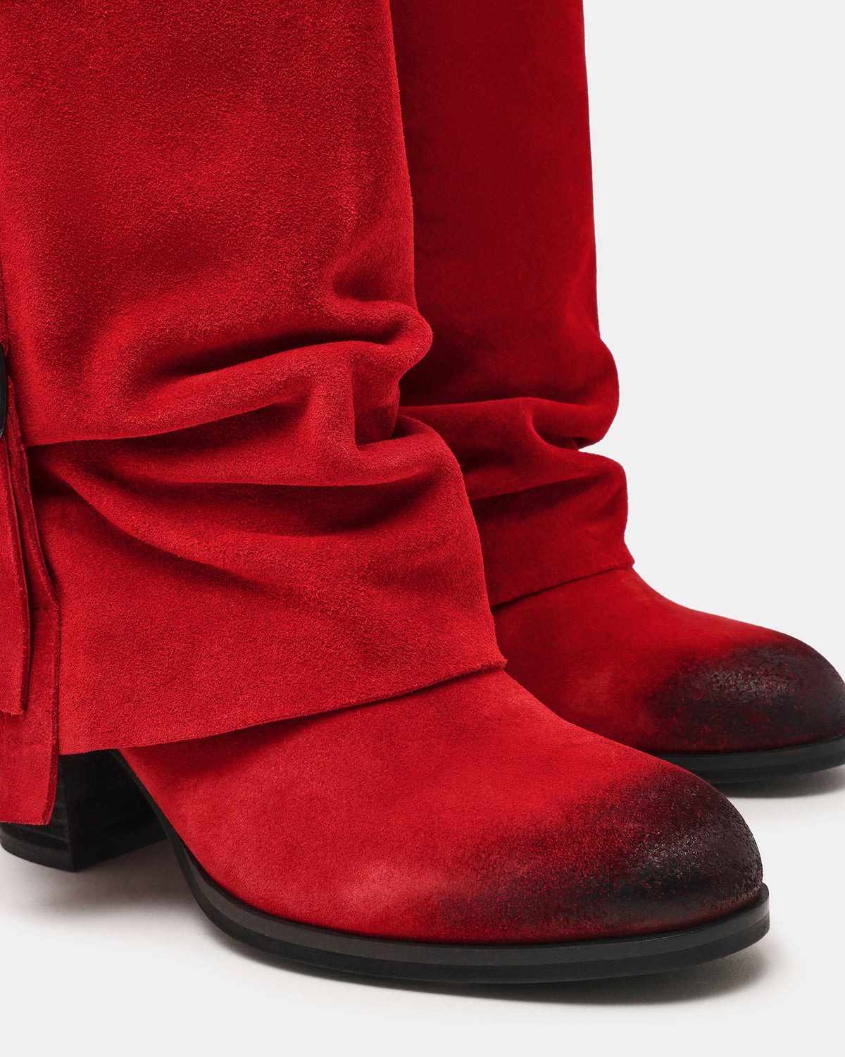 Steve Madden BOZEMAN Red Suede Knee-High Fold-Over Cuffed Women's Boot