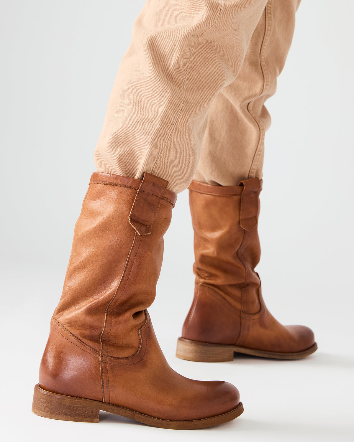 Steve Madden RUBEN Cognac Leather Rounded Toe Women's Boot
