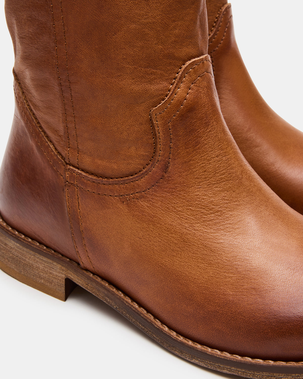 Steve Madden RUBEN Cognac Leather Rounded Toe Women's Boot