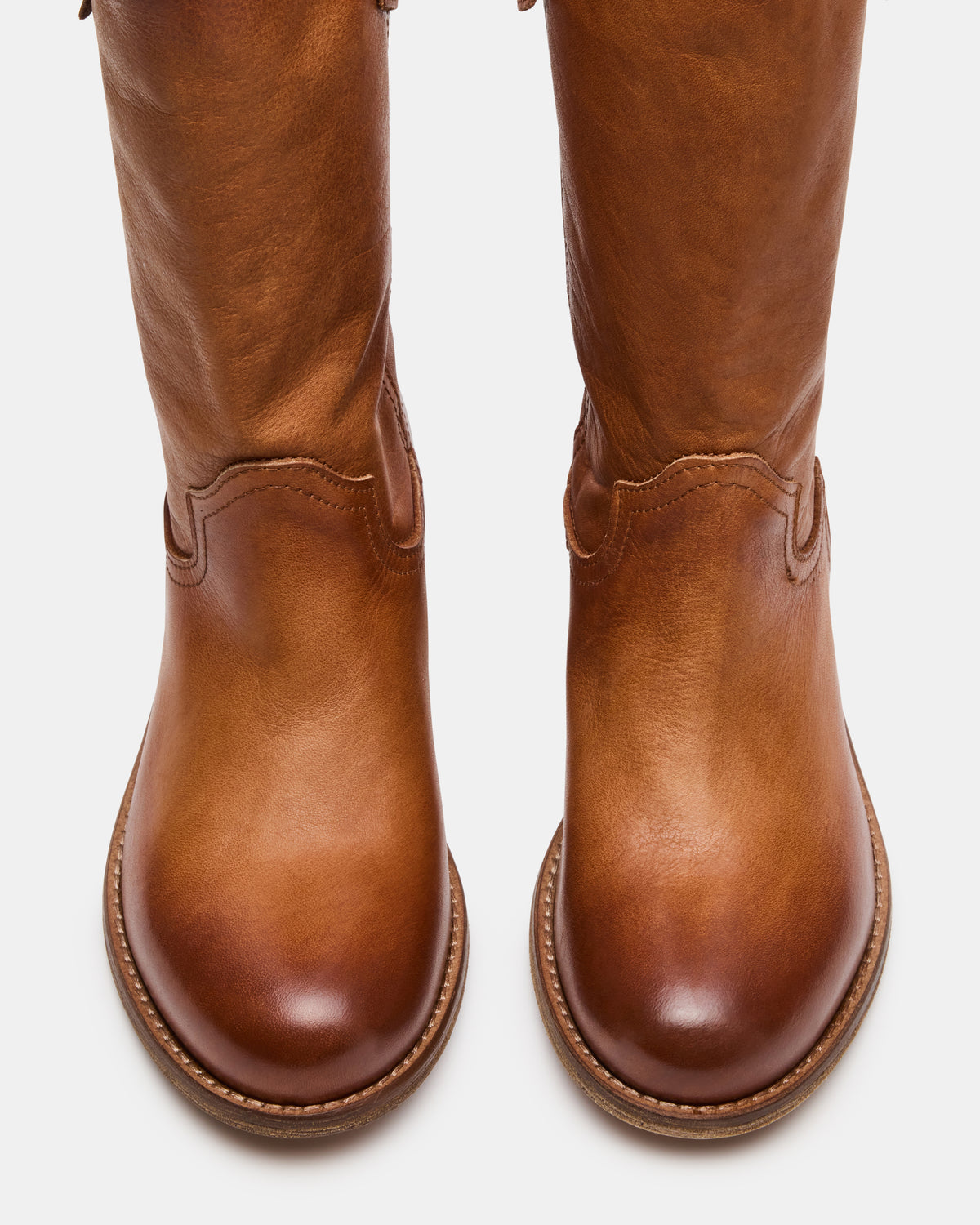 Steve Madden RUBEN Cognac Leather Rounded Toe Women's Boot