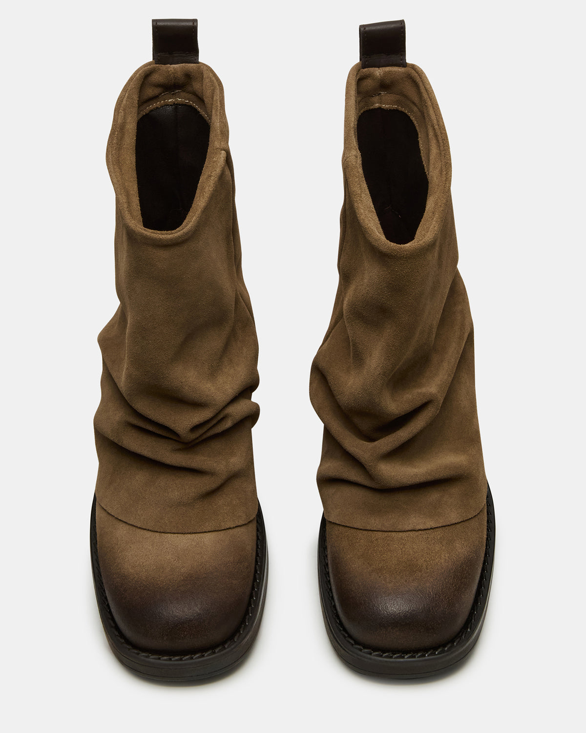 Steve Madden BENJI Taupe Suede Cuffed Fold-Over Moto Buckle Women's Ankle Boot