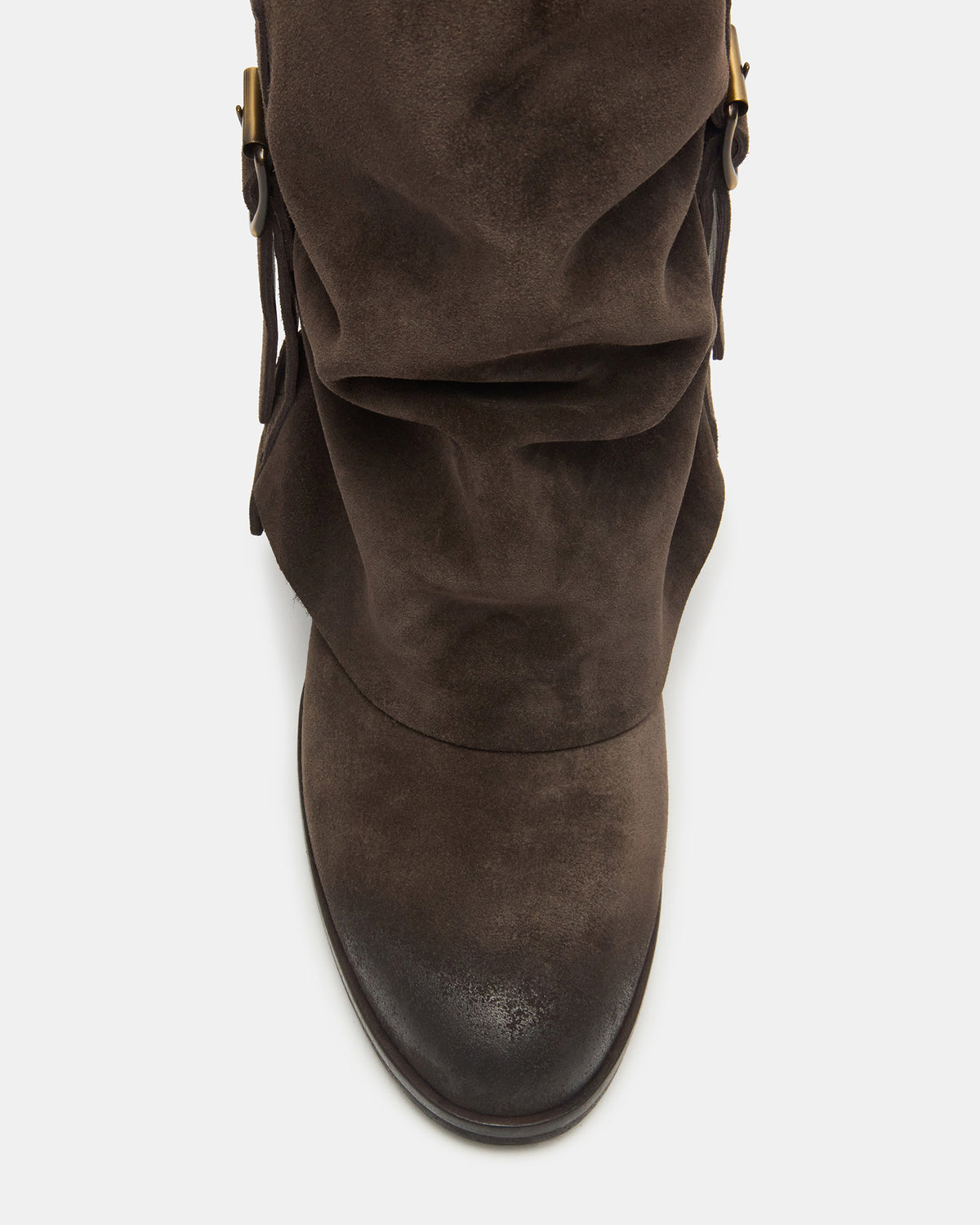 Steve Madden BOZEMAN Dark Taupe Suede Knee-High Fold-Over Cuffed Women's Boot