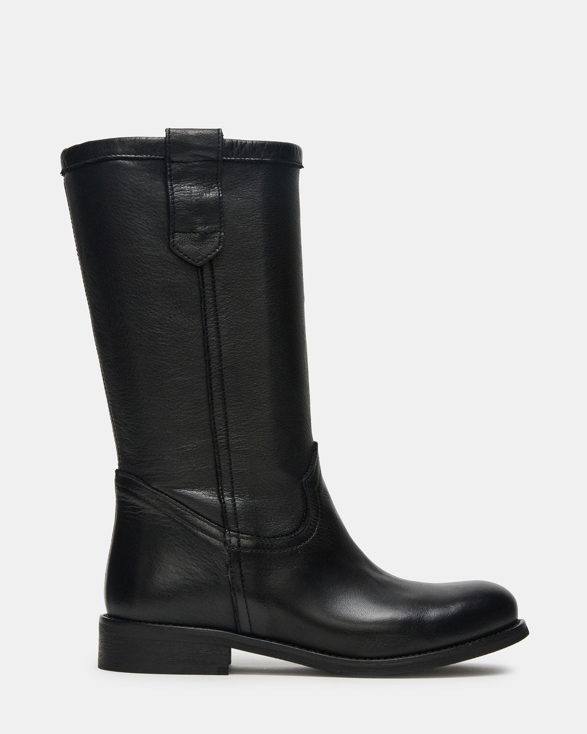 Steve Madden RUBEN Black Leather Rounded Toe Women's Boot