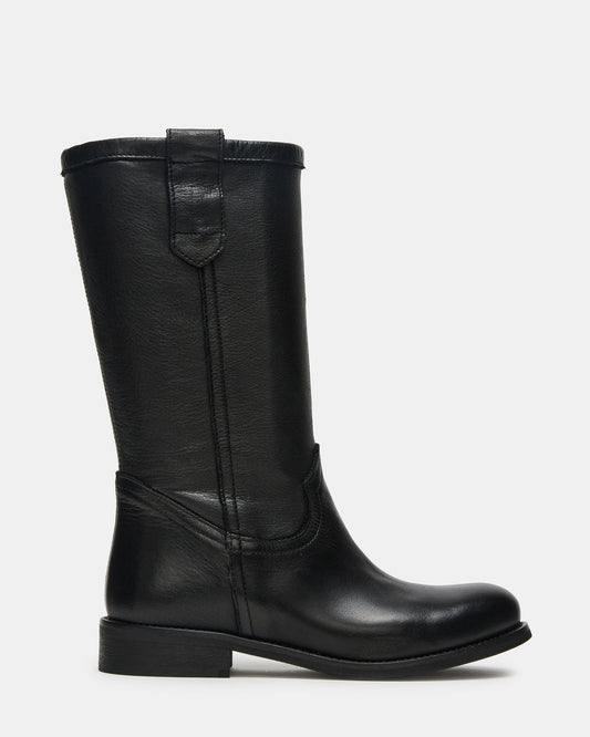 Steve Madden RUBEN Black Leather Rounded Toe Women's Boot