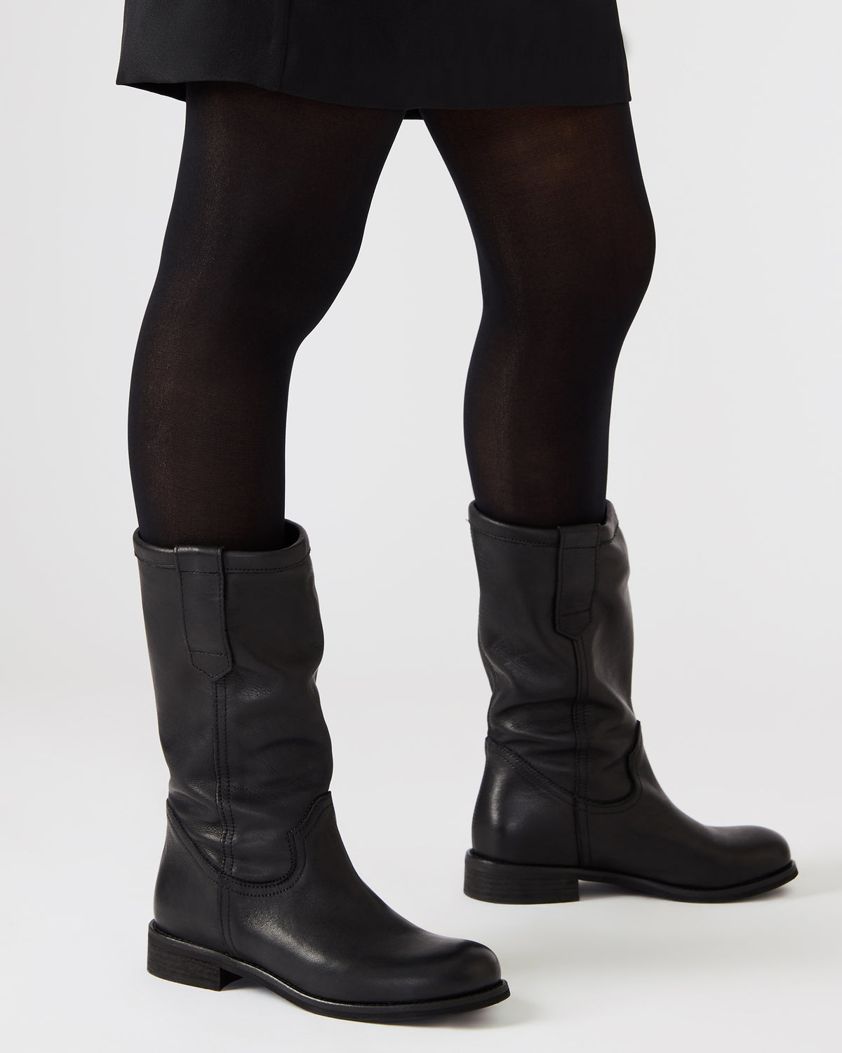 Steve Madden RUBEN Black Leather Rounded Toe Women's Boot