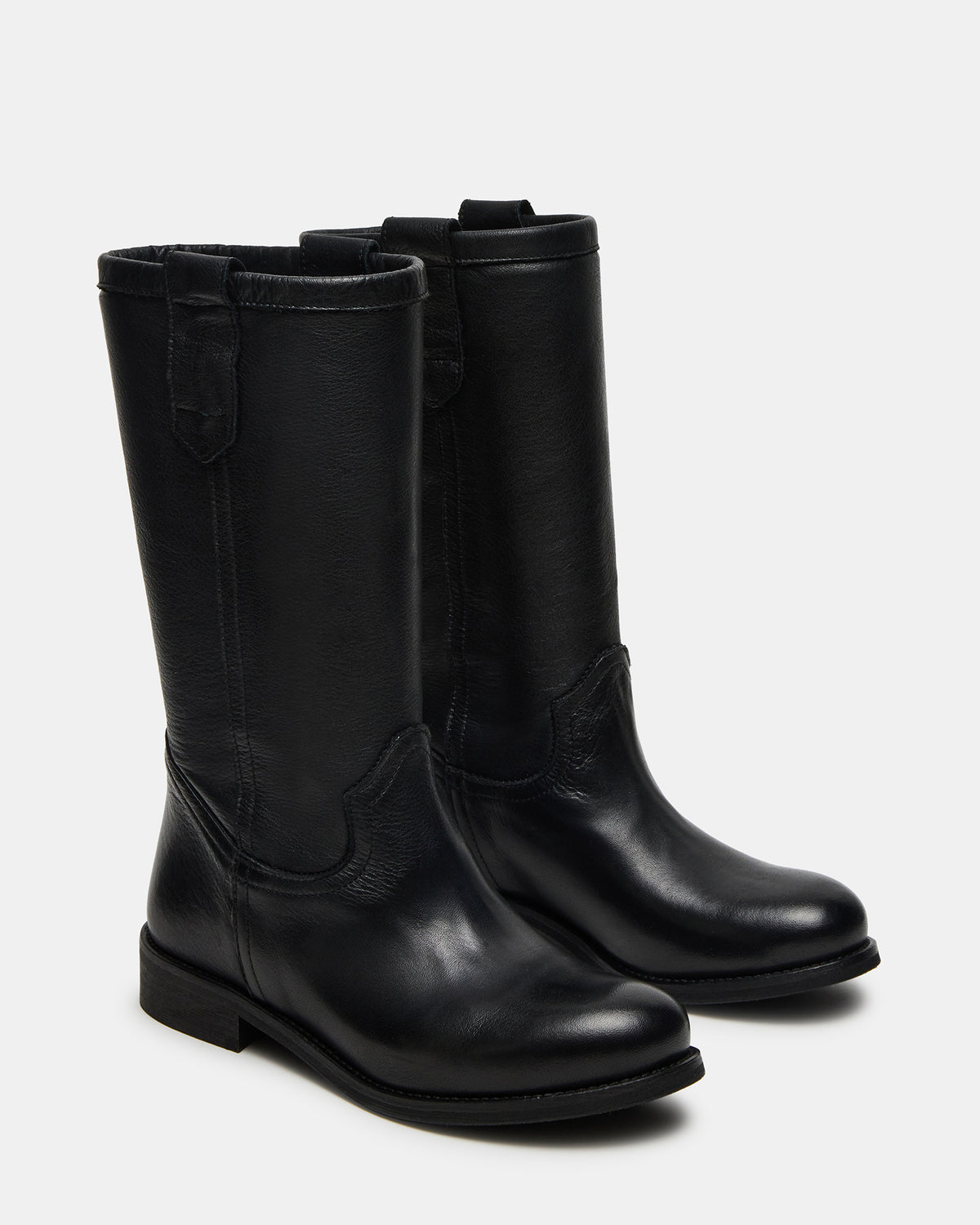 Steve Madden RUBEN Black Leather Rounded Toe Women's Boot