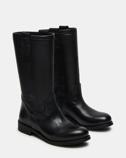 Steve Madden RUBEN Black Leather Rounded Toe Women's Boot