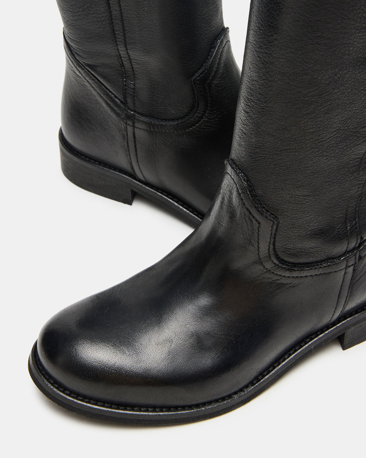 Steve Madden RUBEN Black Leather Rounded Toe Women's Boot