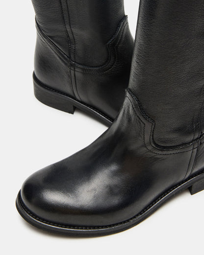 Steve Madden RUBEN Black Leather Rounded Toe Women's Boot