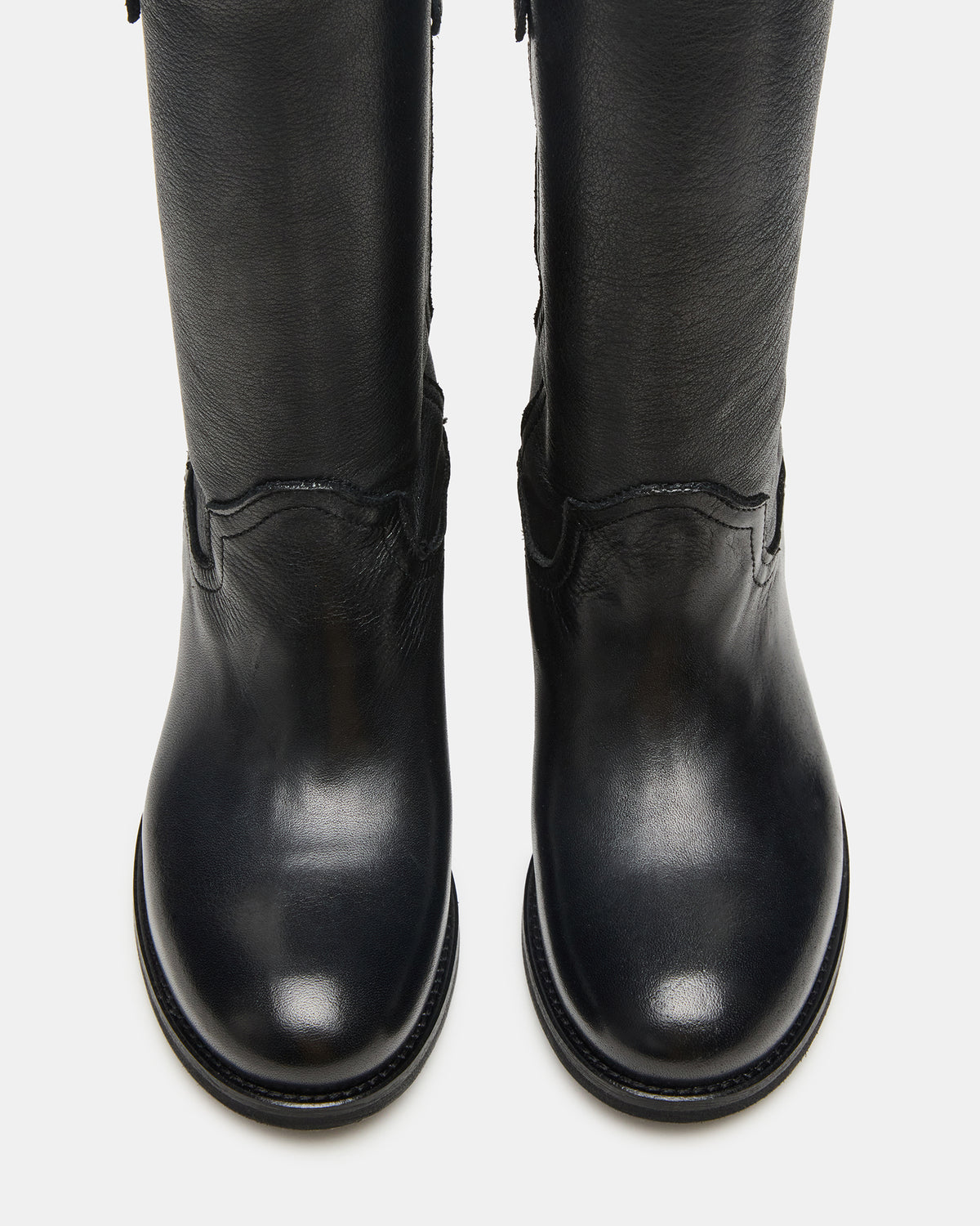 Steve Madden RUBEN Black Leather Rounded Toe Women's Boot