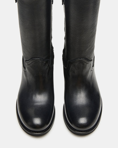 Steve Madden RUBEN Black Leather Rounded Toe Women's Boot