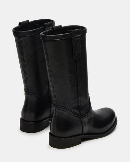 Steve Madden RUBEN Black Leather Rounded Toe Women's Boot