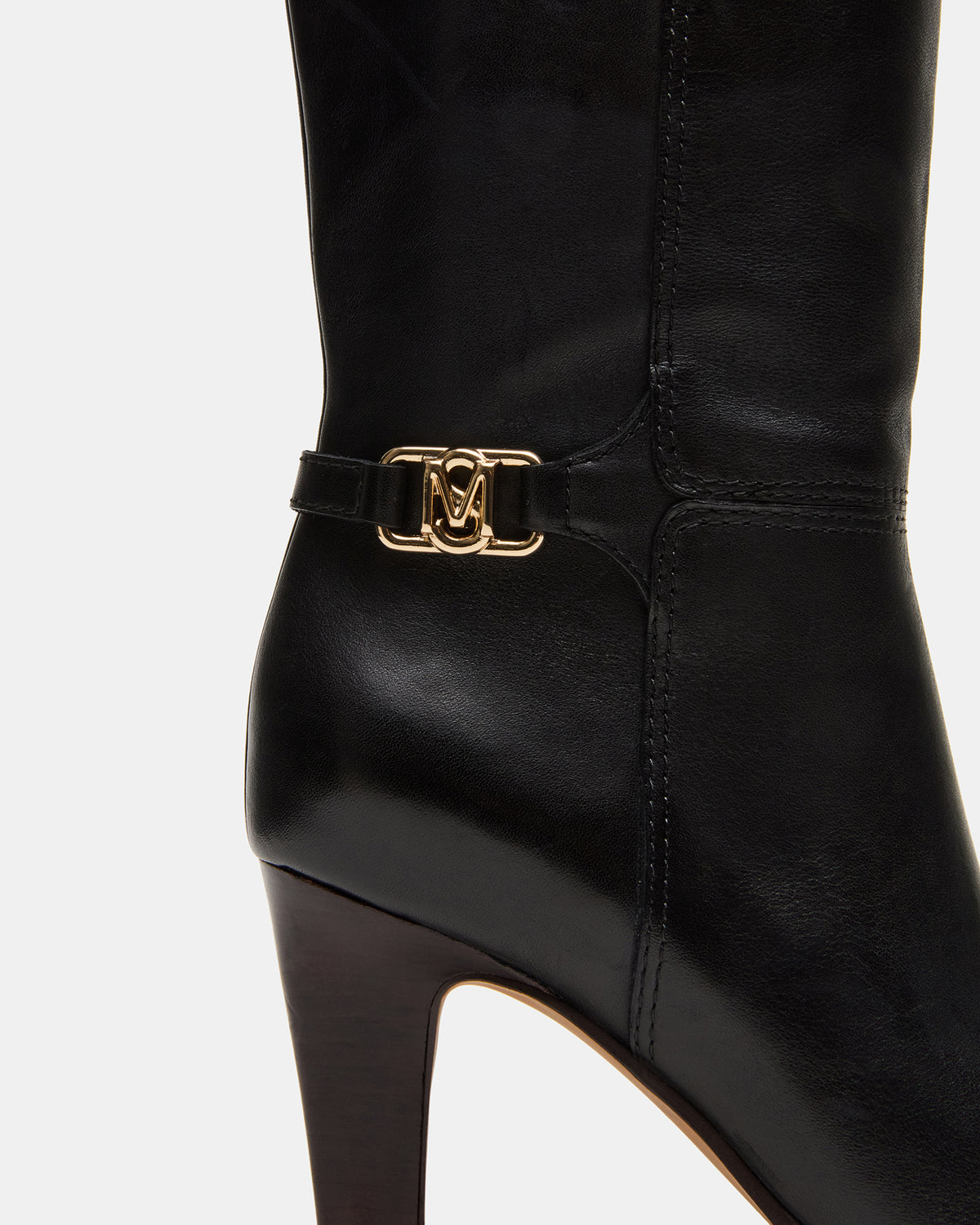 Steve Madden RHETT Black Leather Knee-High Heeled Women's Boot
