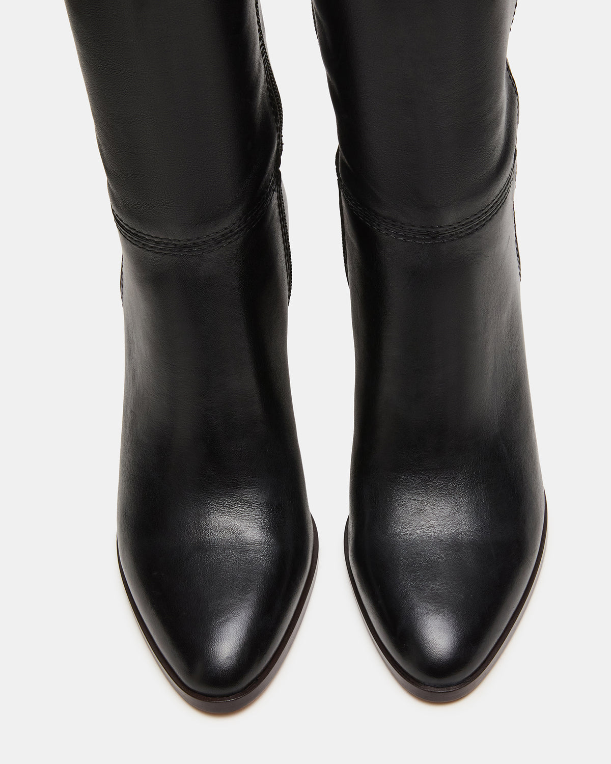 Steve Madden RHETT Black Leather Knee-High Heeled Women's Boot
