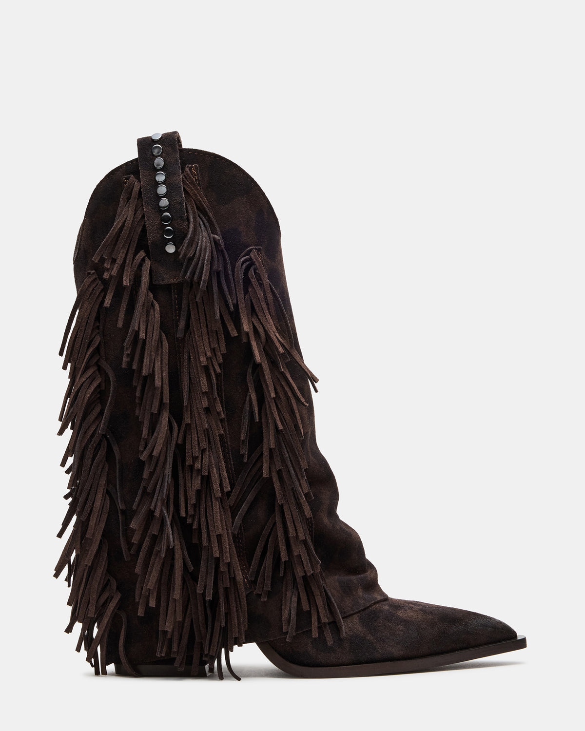 Steve Madden LANDMARK Brown Leopard Cuffed Fringe Western Women's Ankle Boot