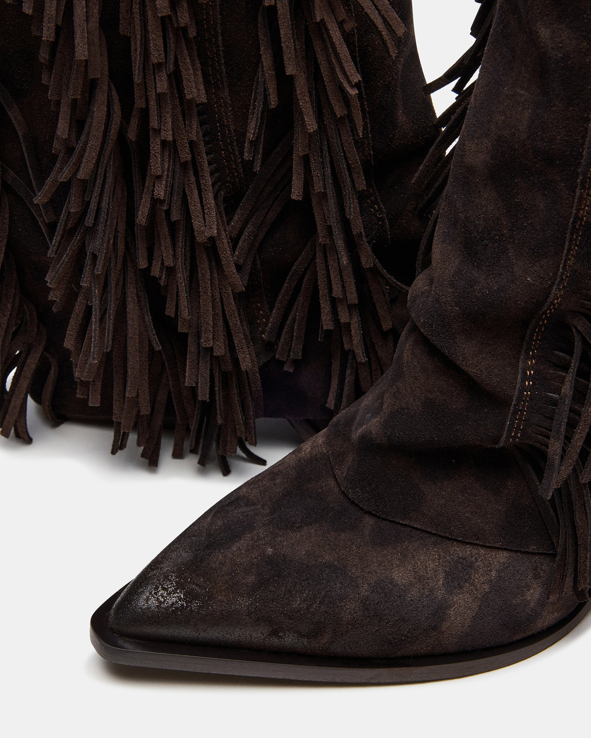 Steve Madden LANDMARK Brown Leopard Cuffed Fringe Western Women's Ankle Boot
