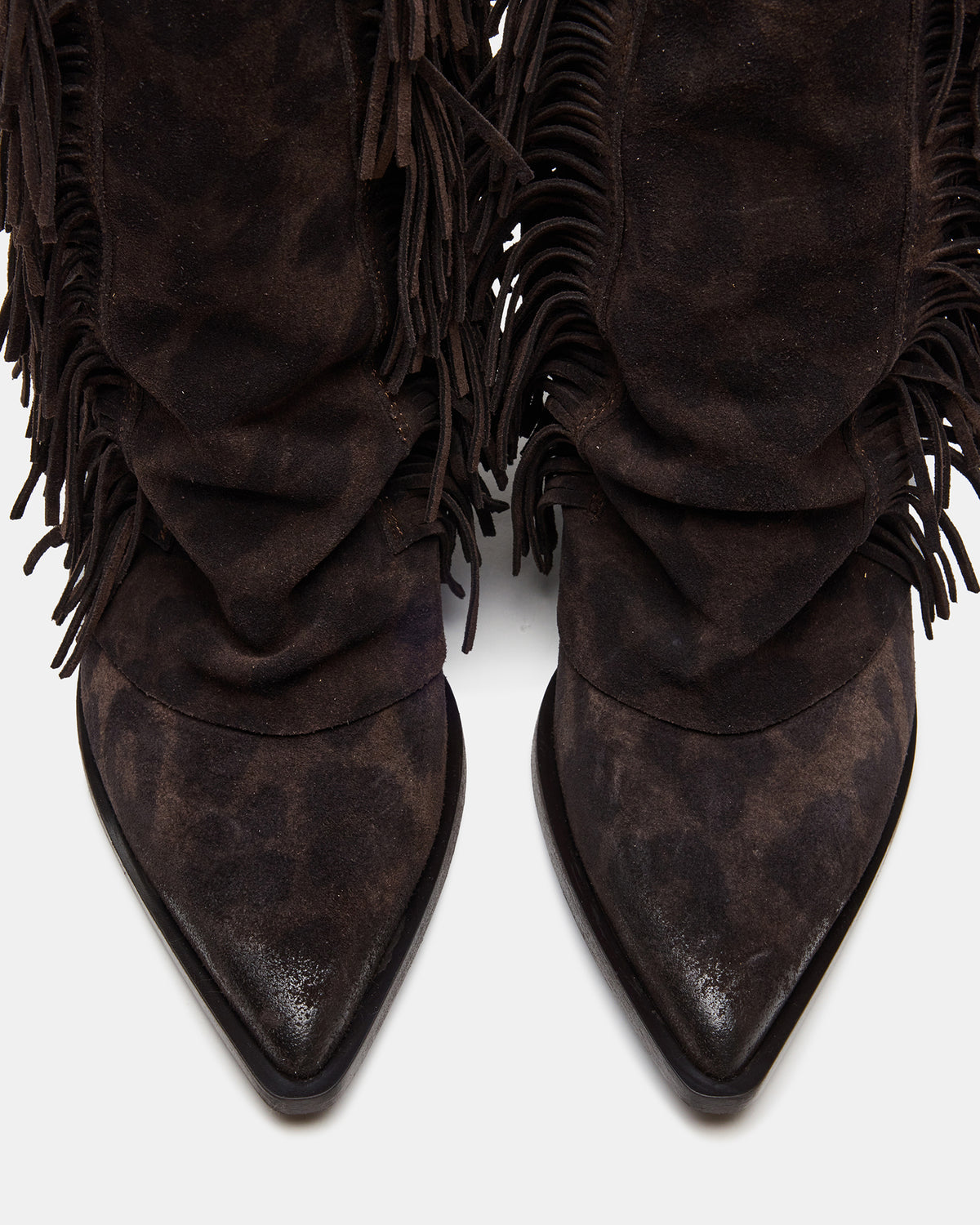 Steve Madden LANDMARK Brown Leopard Cuffed Fringe Western Women's Ankle Boot
