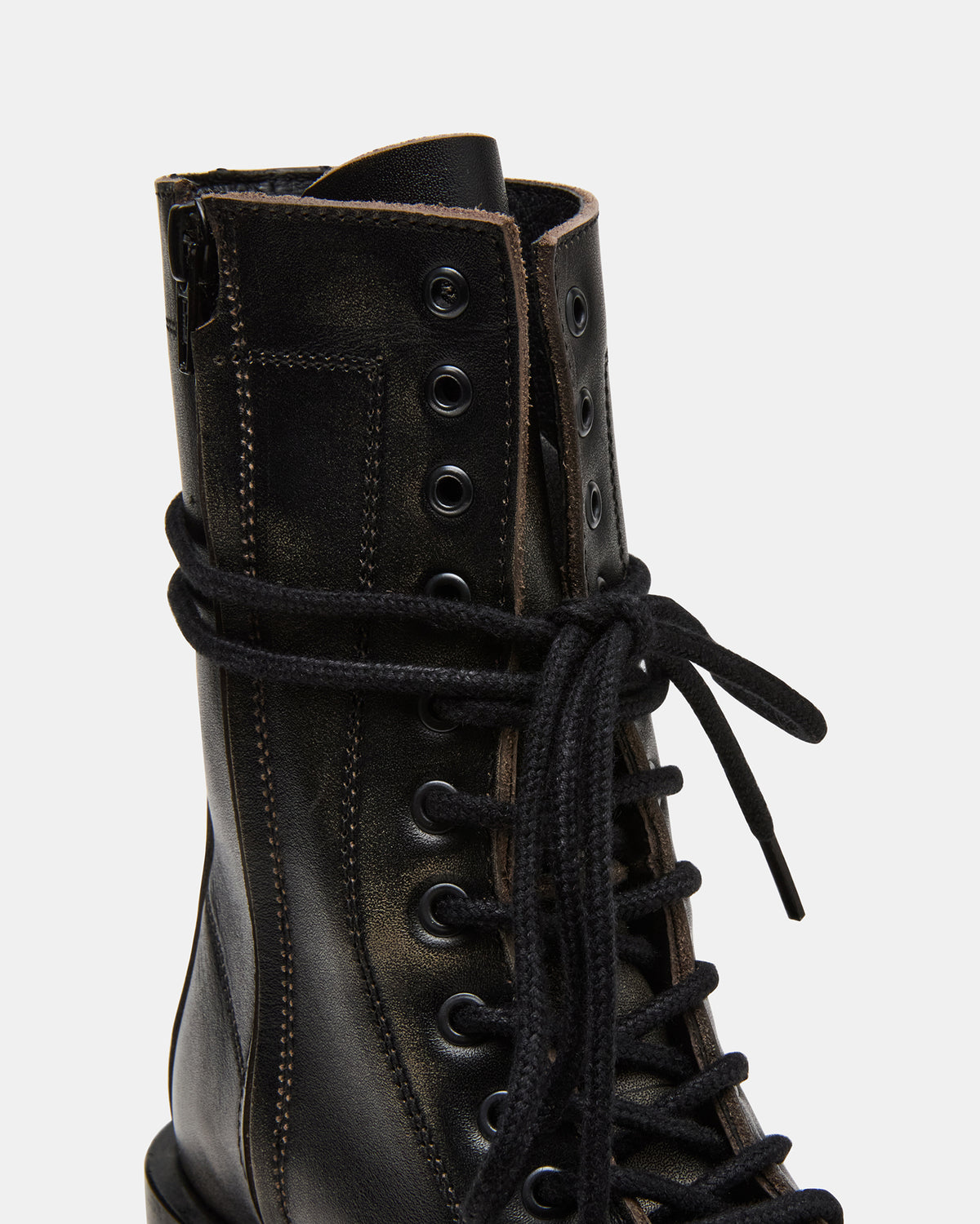 Steve Madden THERON Black Distressed Moto Combat Women's Ankle Boot