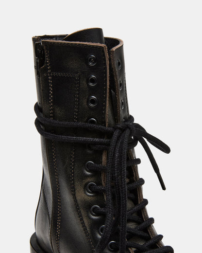 Steve Madden THERON Black Distressed Moto Combat Women's Ankle Boot