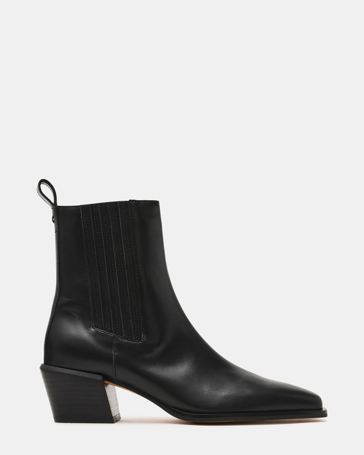 Steve Madden DARSEN Black Leather Square-Toe Block Heel Women's Ankle Boot