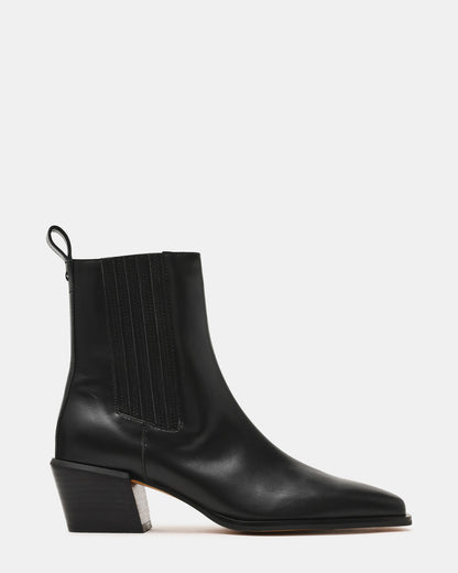 Steve Madden DARSEN Black Leather Square-Toe Block Heel Women's Ankle Boot