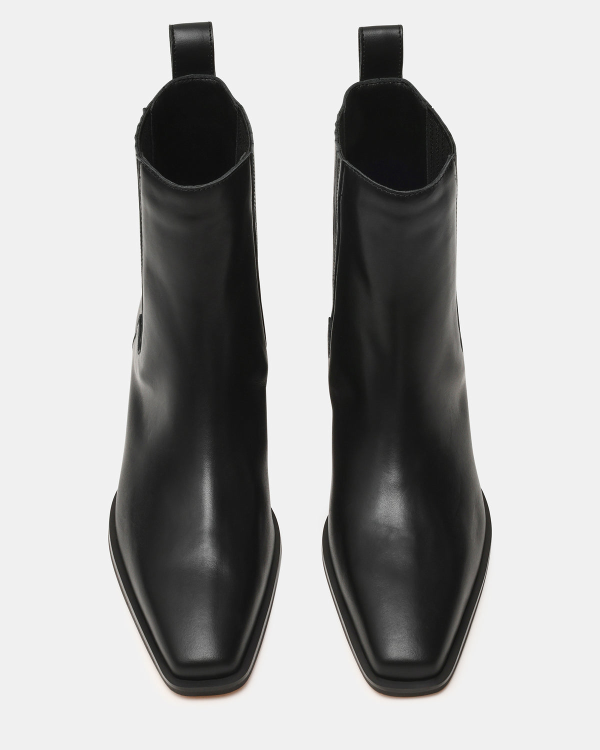 Steve Madden DARSEN Black Leather Square-Toe Block Heel Women's Ankle Boot