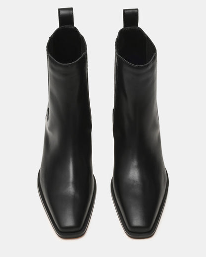 Steve Madden DARSEN Black Leather Square-Toe Block Heel Women's Ankle Boot