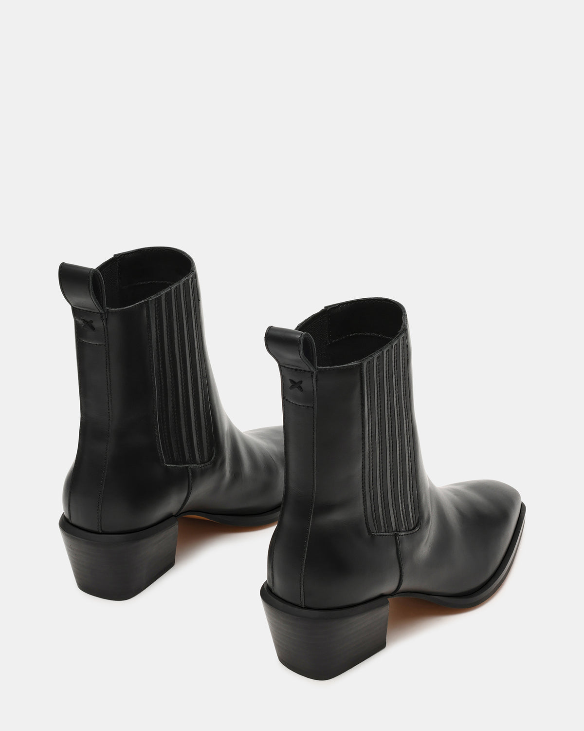 Steve Madden DARSEN Black Leather Square-Toe Block Heel Women's Ankle Boot