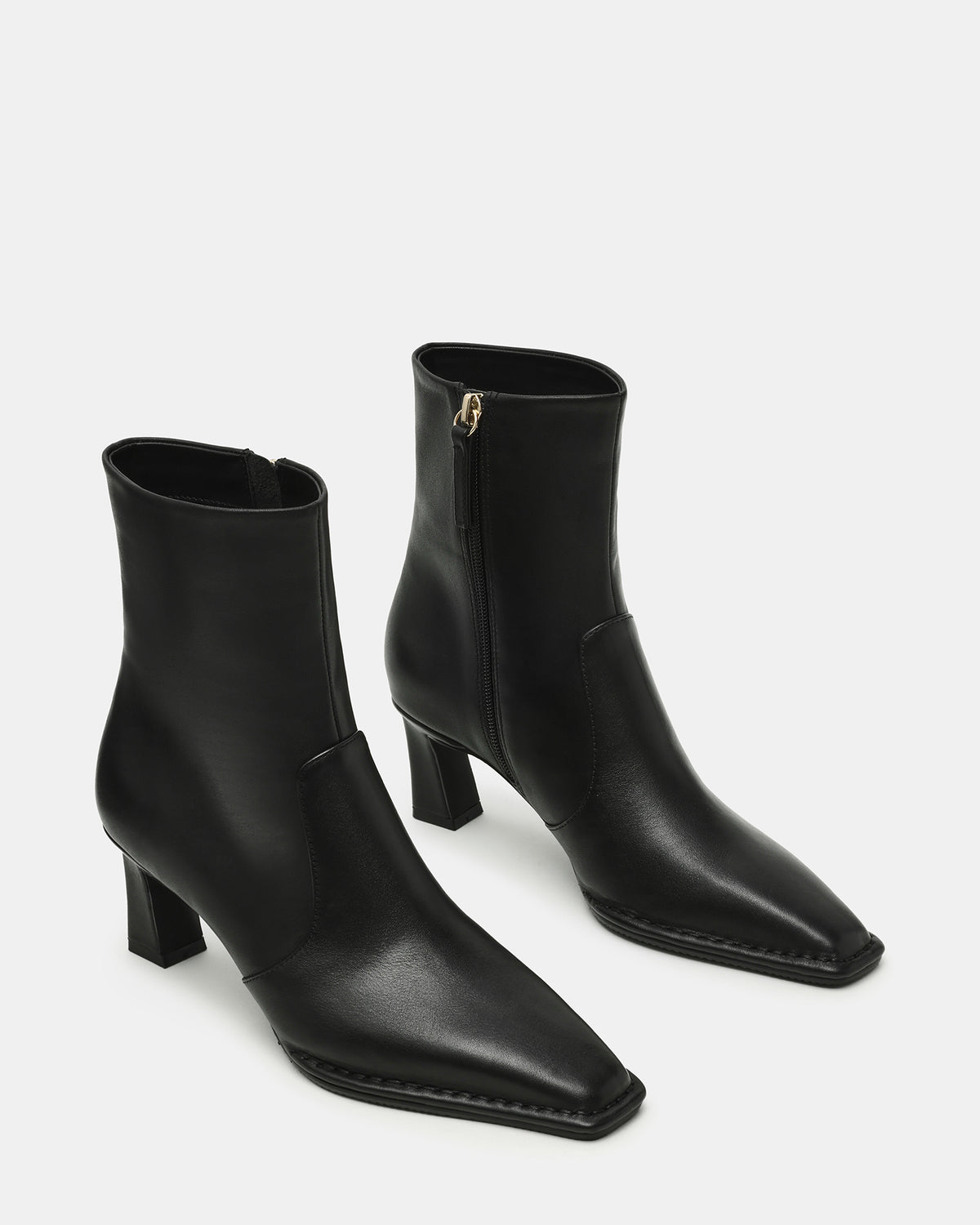 Steve Madden FARE Black Leather Square Toe Women's Ankle Boot